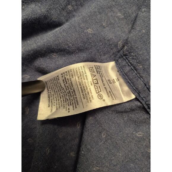 Old Navy Mens Sz XL Classic Shirt Coupe Standard Muted Navy Blue Calico Print - Picture 5 of 6